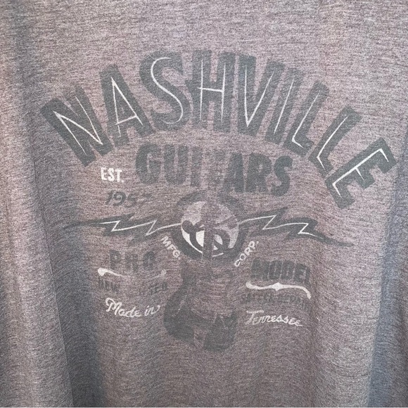 Lucky Brand Venice Burnout Grey Nashville Guitars T-shirt XXL - Picture 4 of 6